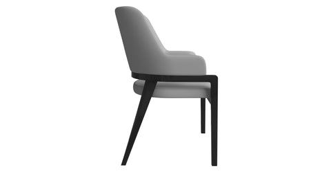 Ethora Dining Chair Upholstered in Leather with Curved Open Back Design and Rubberwood Frame