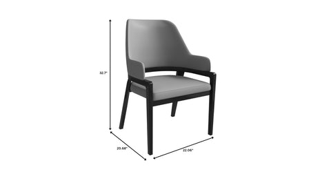 Ethora Dining Chair Upholstered in Leather with Curved Open Back Design and Rubberwood Frame