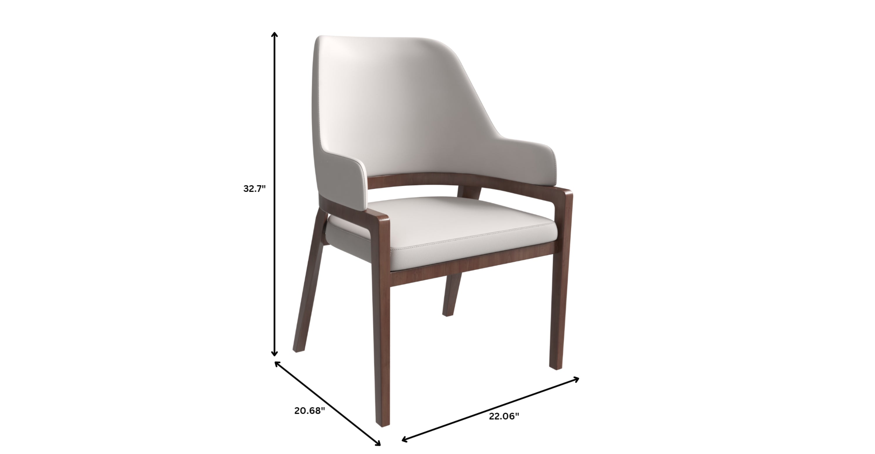 Ethora Dining Chair Upholstered in Leather with Curved Open Back Design and Rubberwood Frame