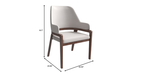 Ethora Dining Chair Upholstered in Leather with Curved Open Back Design and Rubberwood Frame