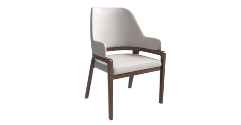 Ethora Dining Chair Upholstered in Leather with Curved Open Back Design and Rubberwood Frame