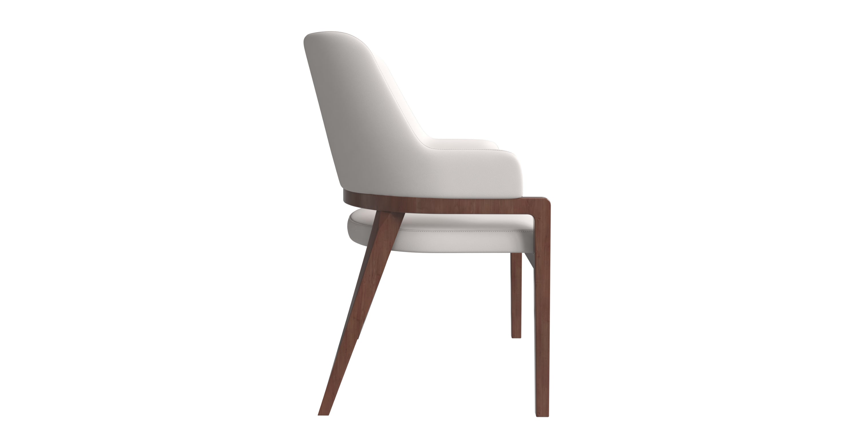 Ethora Dining Chair Upholstered in Leather with Curved Open Back Design and Rubberwood Frame