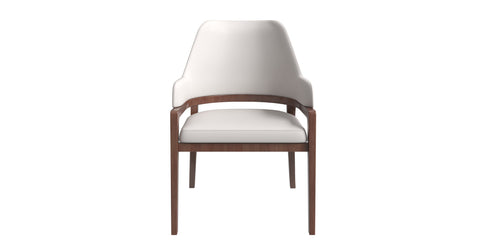 Ethora Dining Chair Upholstered in Leather with Curved Open Back Design and Rubberwood Frame