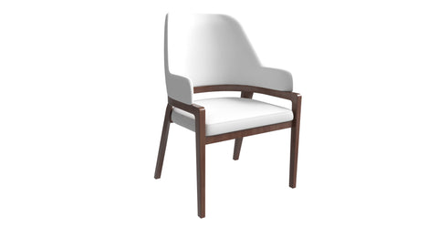 Ethora Dining Chair Upholstered in Leather with Curved Open Back Design and Rubberwood Frame