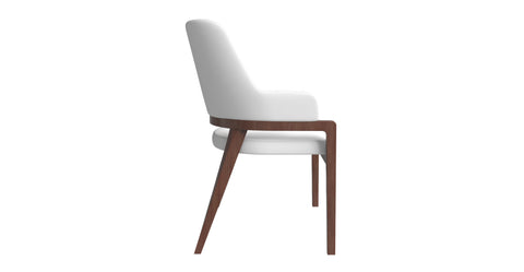 Ethora Dining Chair Upholstered in Leather with Curved Open Back Design and Rubberwood Frame