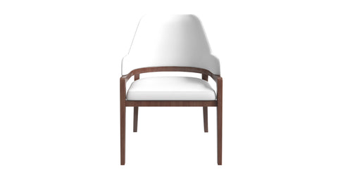 Ethora Dining Chair Upholstered in Leather with Curved Open Back Design and Rubberwood Frame