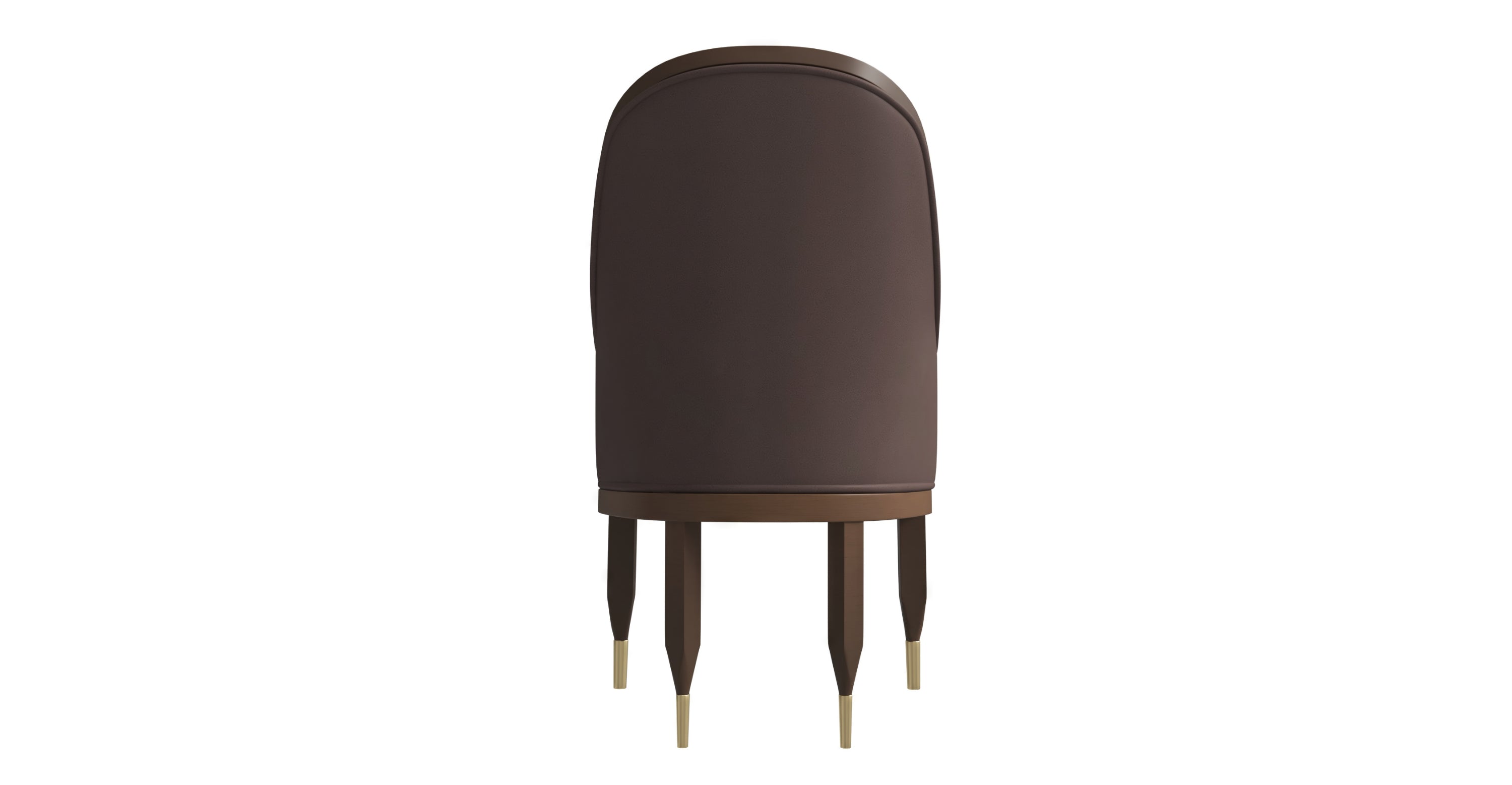 Belle Leather Dining Chair with Arms and Gold Metal Caps with Rubberwood Frame and Legs