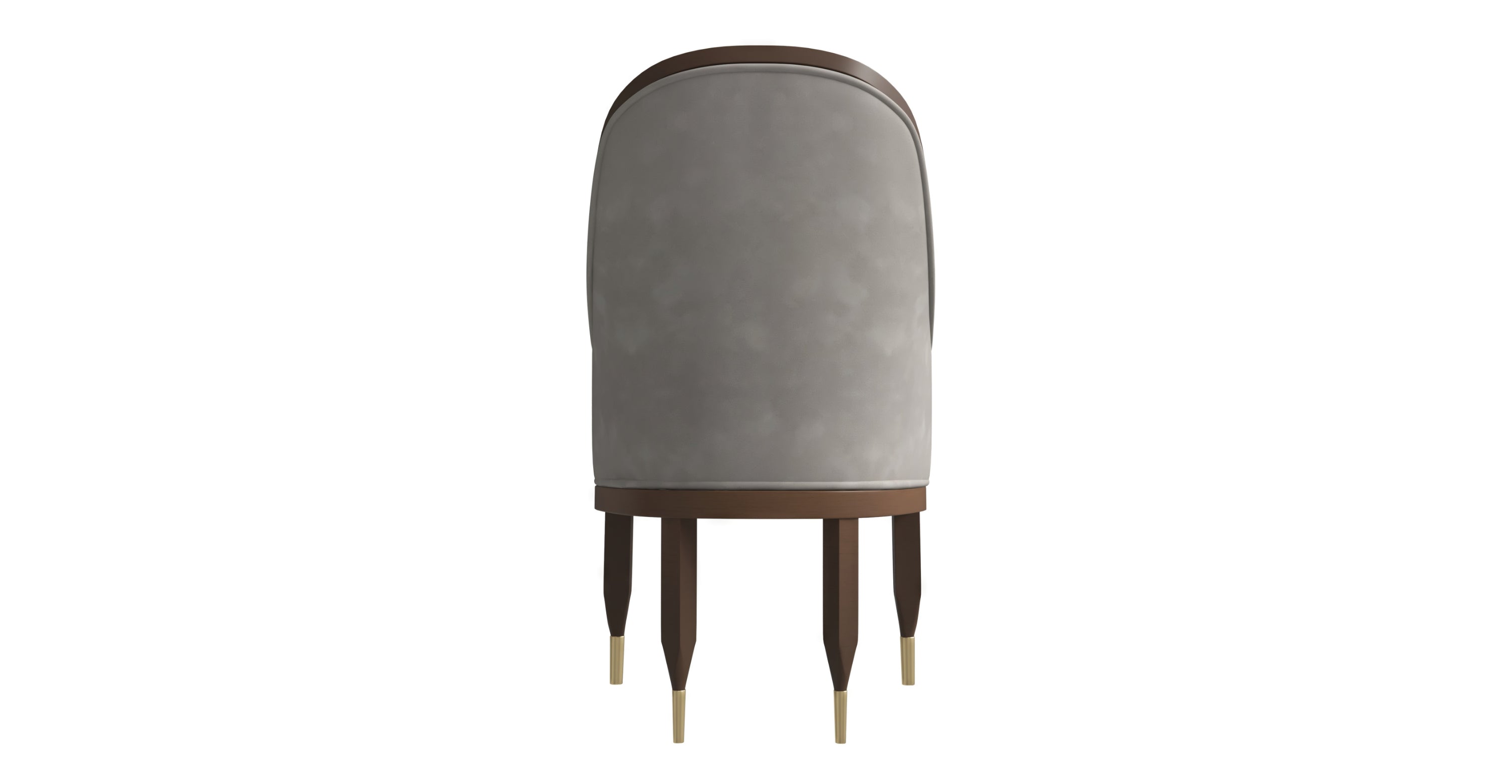 Belle Leather Dining Chair with Arms and Gold Metal Caps with Rubberwood Frame and Legs