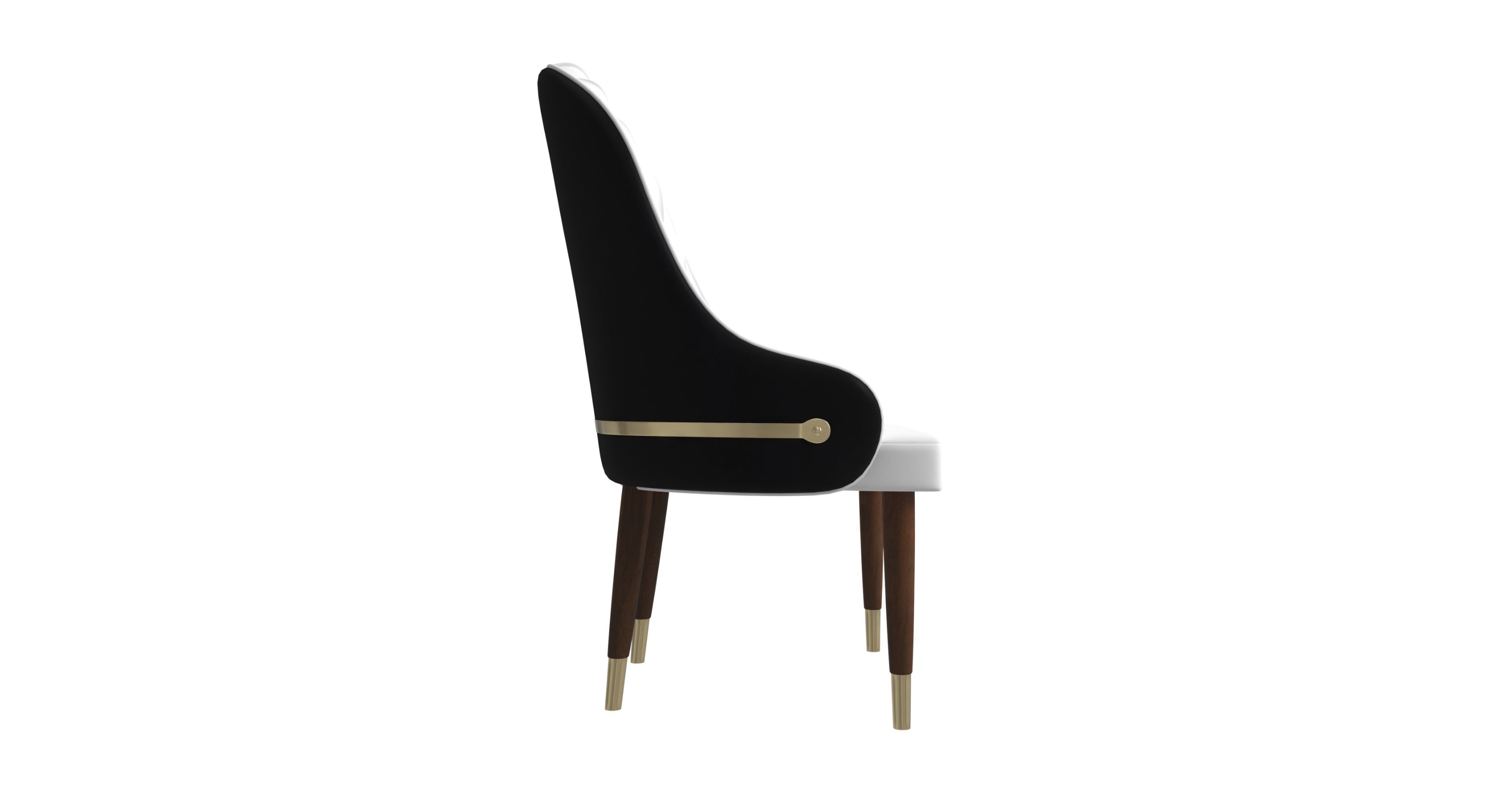 Elara Leather Dining Chair with Elegant Ripple Back and Gold Accents in Rubberwood