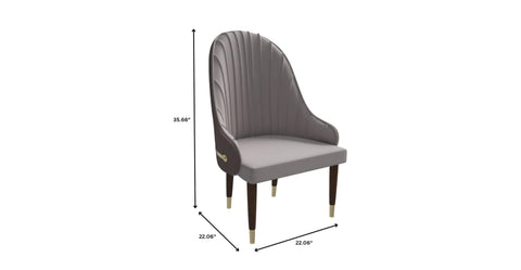 Elara Leather Dining Chair with Elegant Ripple Back and Gold Accents in Rubberwood