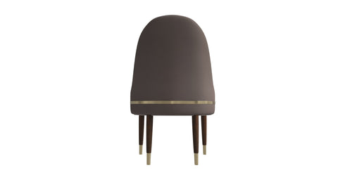 Elara Leather Dining Chair with Elegant Ripple Back and Gold Accents in Rubberwood