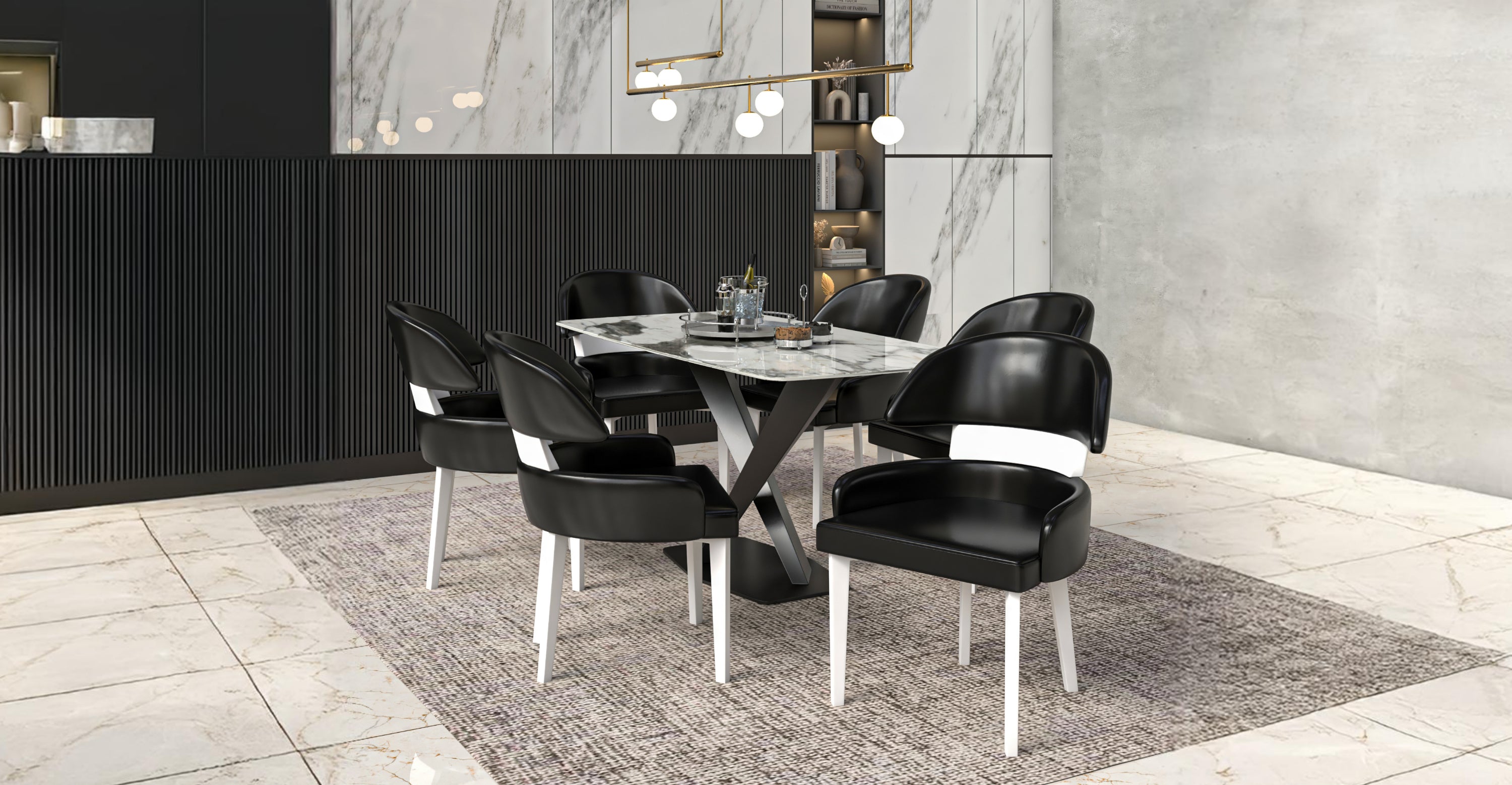 Ethos Leather Dining Chairs with Curved Open Back in Rubberwood