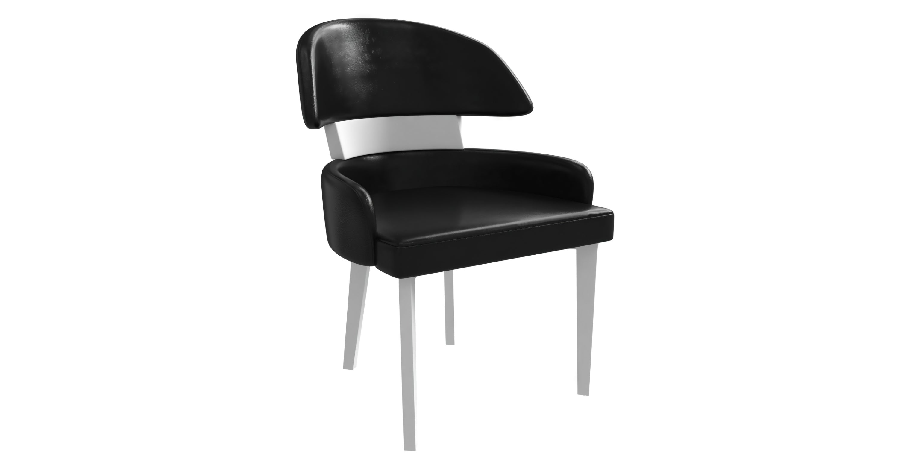 Ethos Leather Dining Chairs with Curved Open Back in Rubberwood