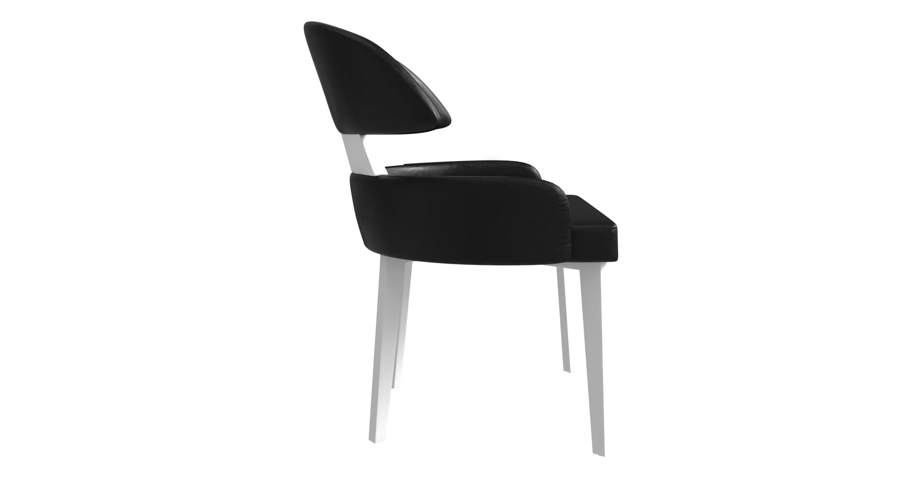 Ethos Leather Dining Chairs with Curved Open Back in Rubberwood