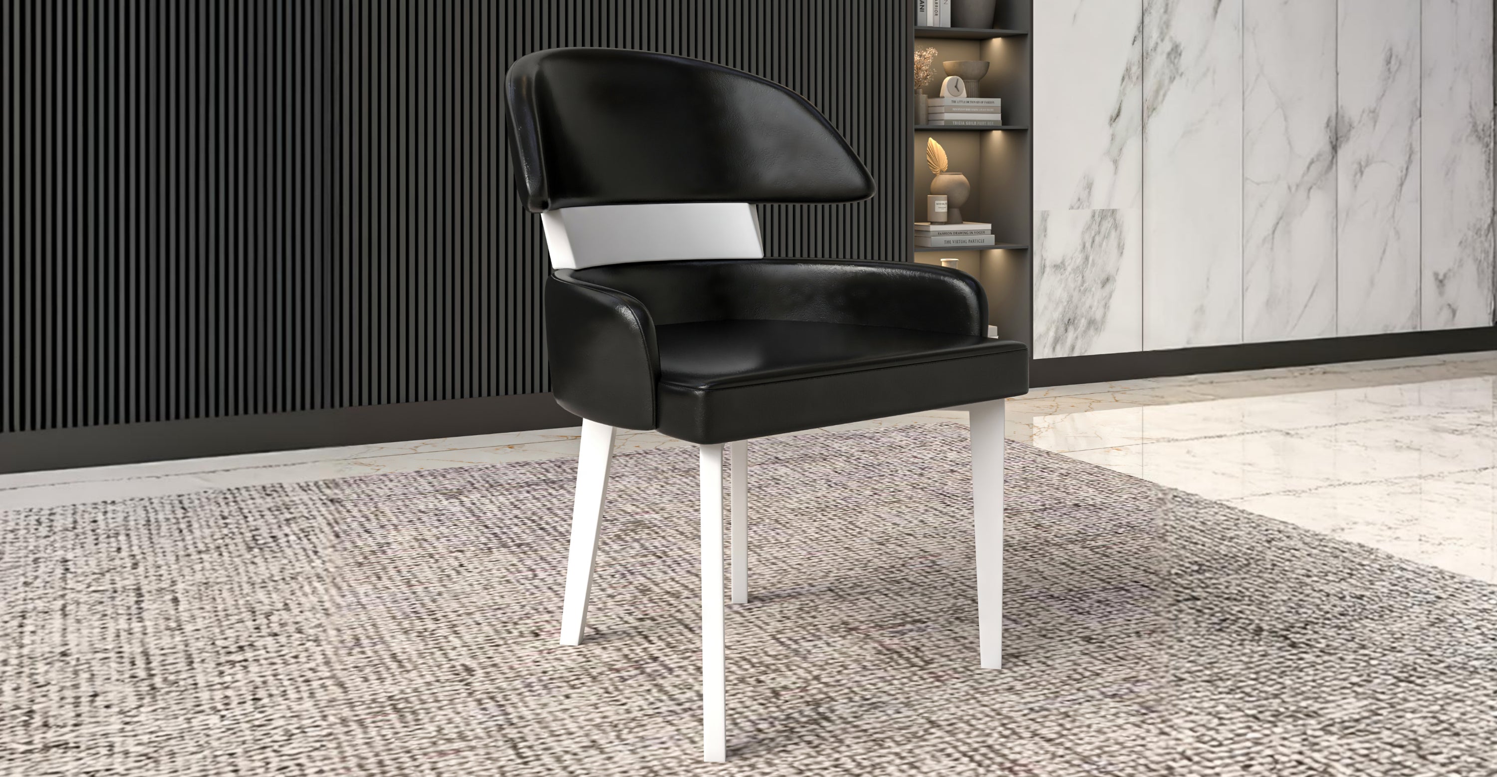 Ethos Leather Dining Chairs with Curved Open Back in Rubberwood