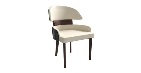 Ethos Leather Dining Chairs with Curved Open Back in Rubberwood