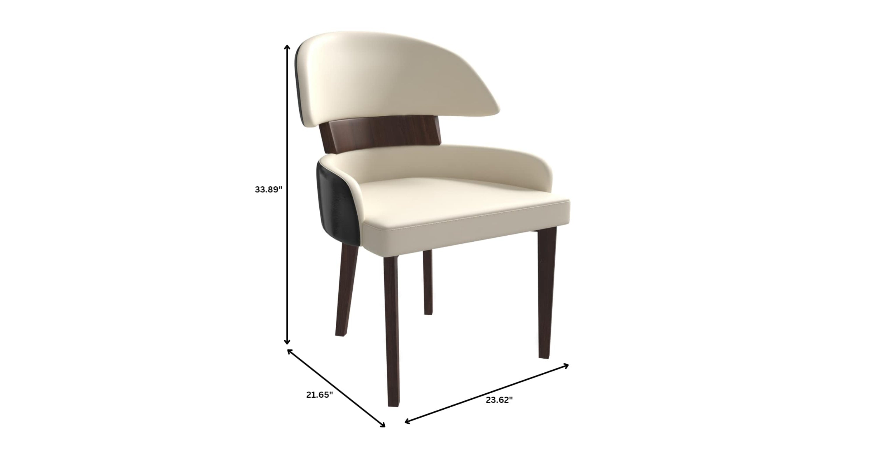 Ethos Leather Dining Chairs with Curved Open Back in Rubberwood