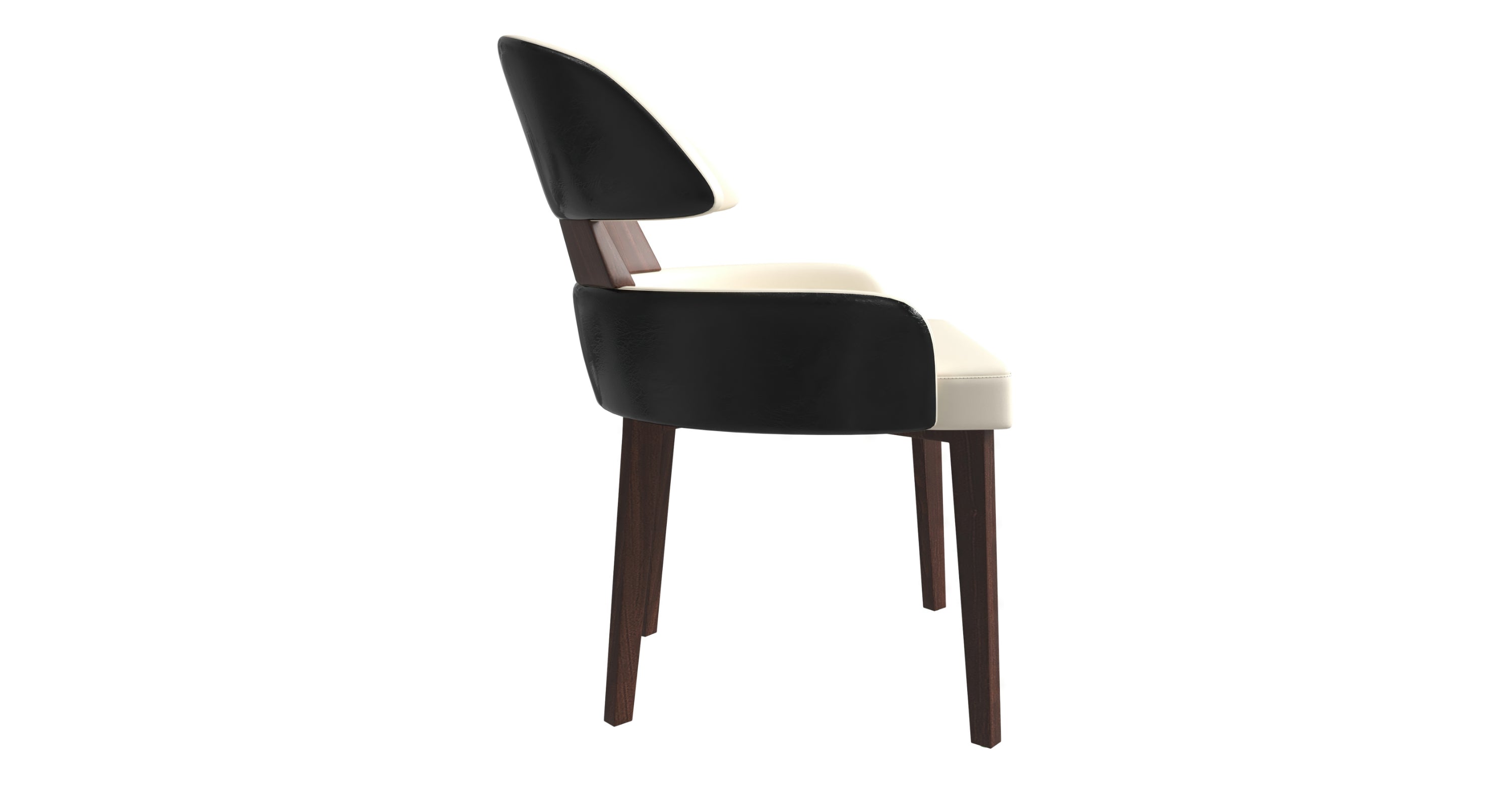 Ethos Leather Dining Chairs with Curved Open Back in Rubberwood