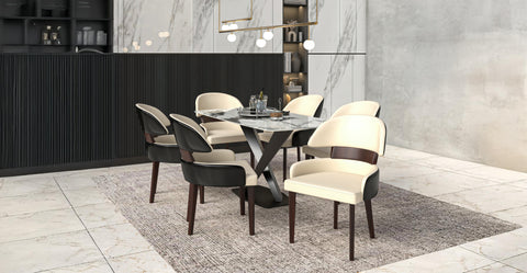 Ethos Leather Dining Chairs with Curved Open Back in Rubberwood