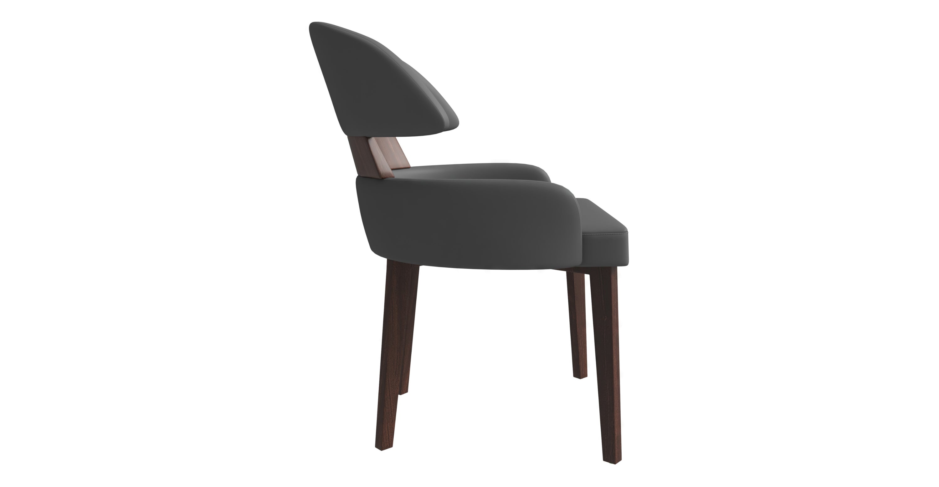 Ethos Leather Dining Chairs with Curved Open Back in Rubberwood