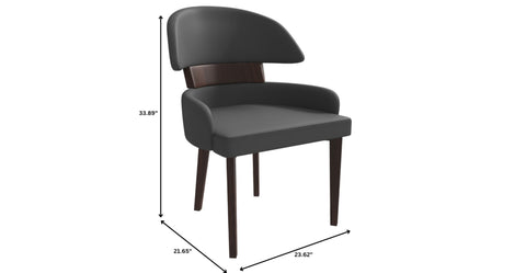 Ethos Leather Dining Chairs with Curved Open Back in Rubberwood