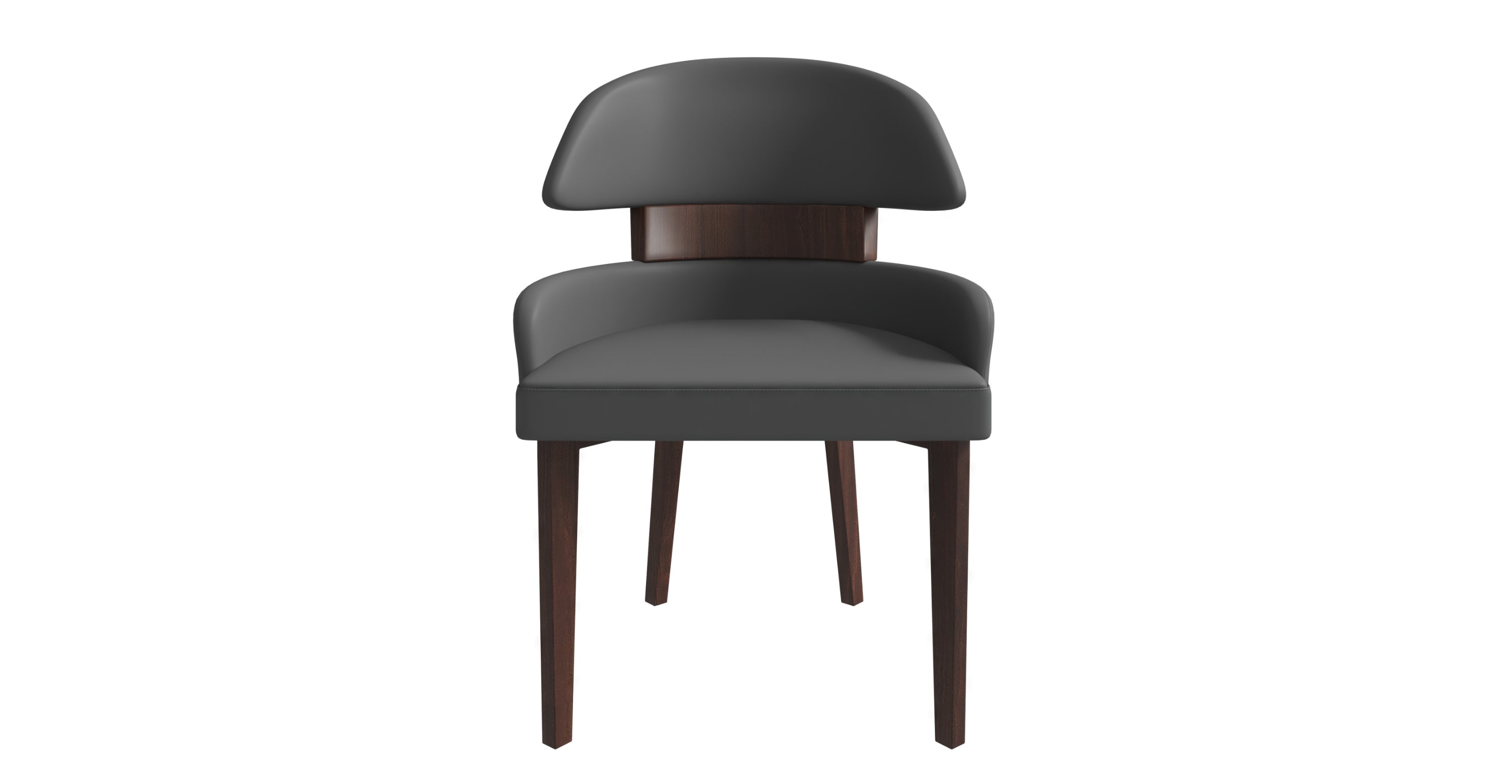 Ethos Leather Dining Chairs with Curved Open Back in Rubberwood