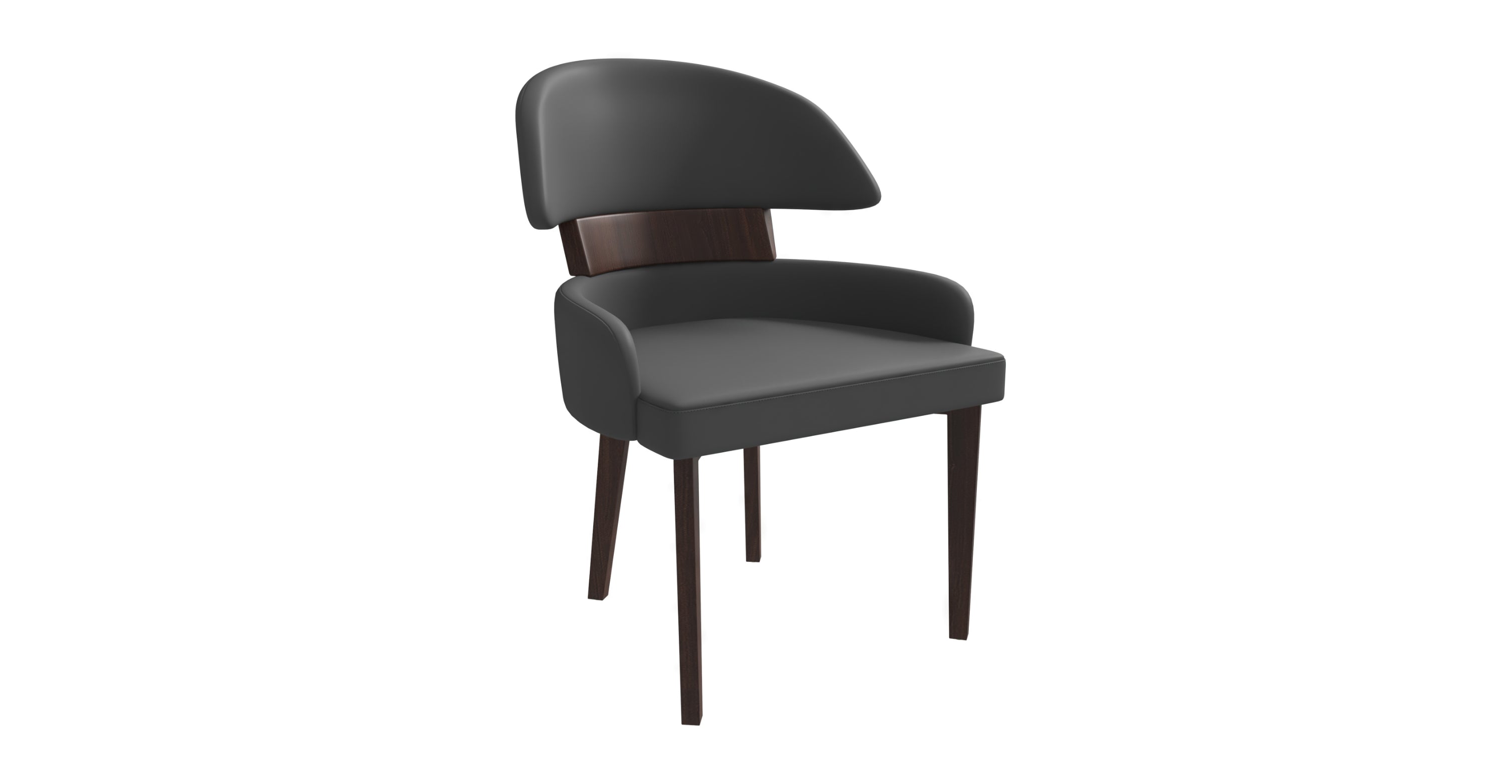 Ethos Leather Dining Chairs with Curved Open Back in Rubberwood