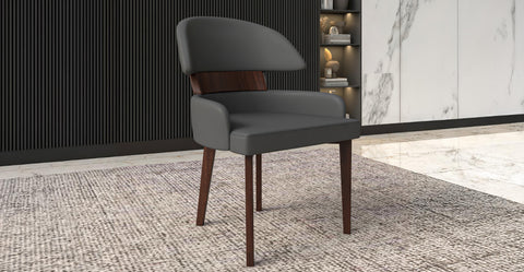 Ethos Leather Dining Chairs with Curved Open Back in Rubberwood