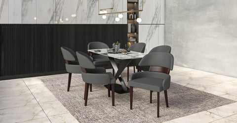 Ethos Leather Dining Chairs with Curved Open Back in Rubberwood