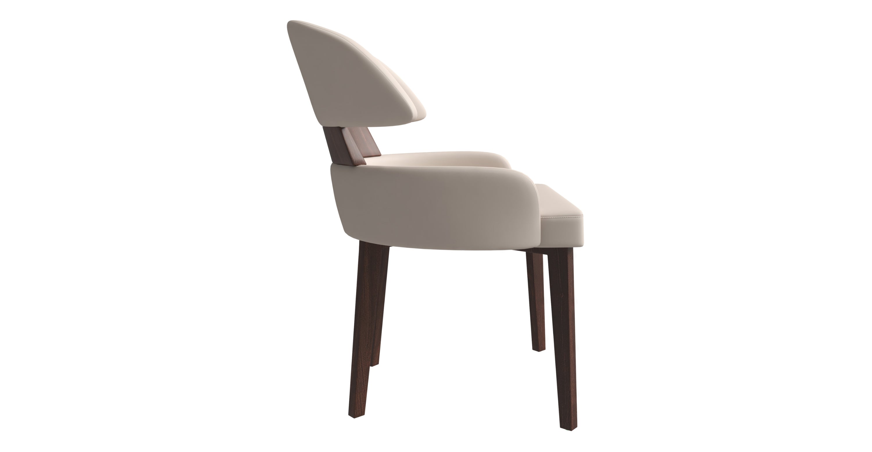 Ethos Leather Dining Chairs with Curved Open Back in Rubberwood