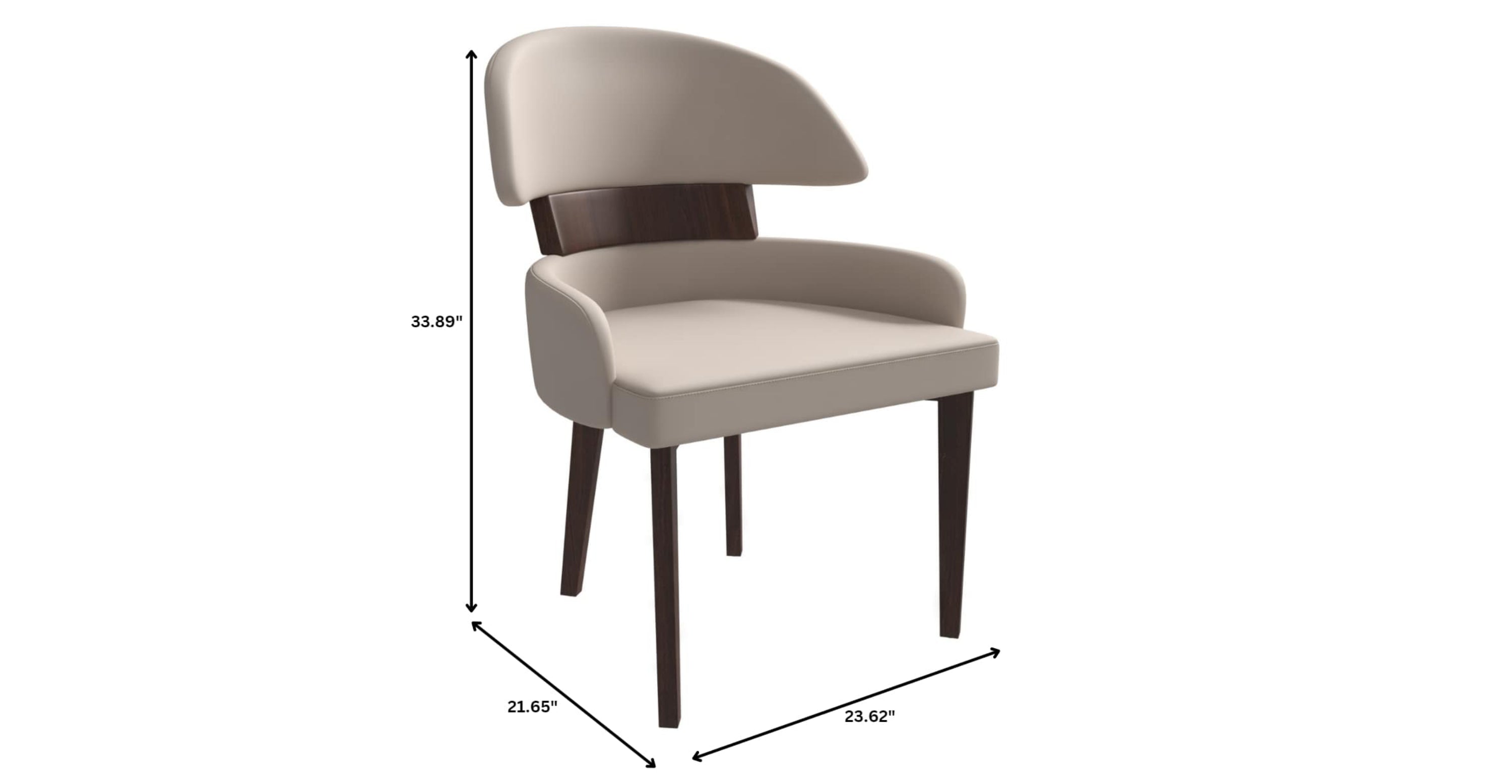 Ethos Leather Dining Chairs with Curved Open Back in Rubberwood