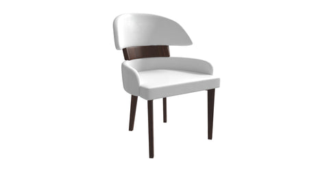 Ethos Leather Dining Chairs with Curved Open Back in Rubberwood