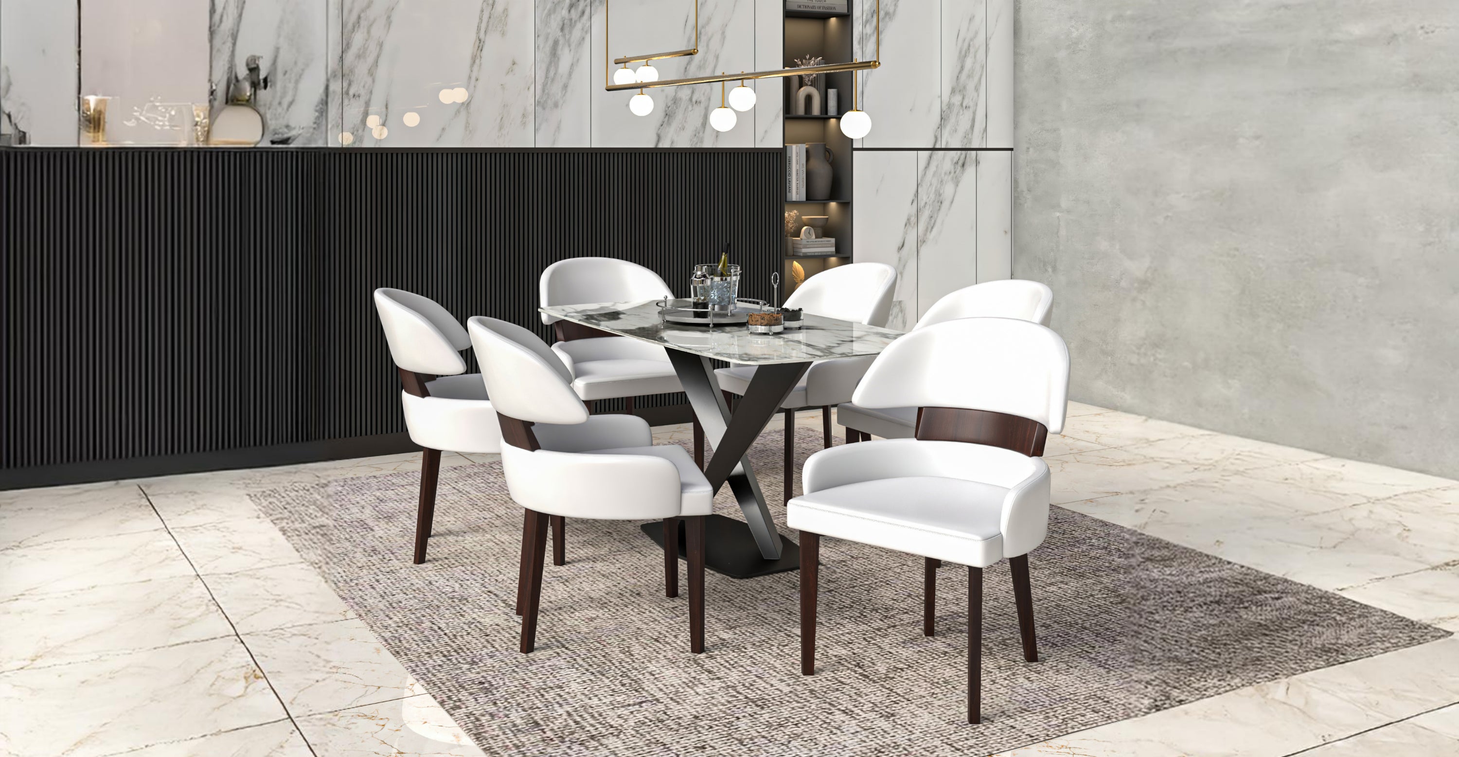 Ethos Leather Dining Chairs with Curved Open Back in Rubberwood