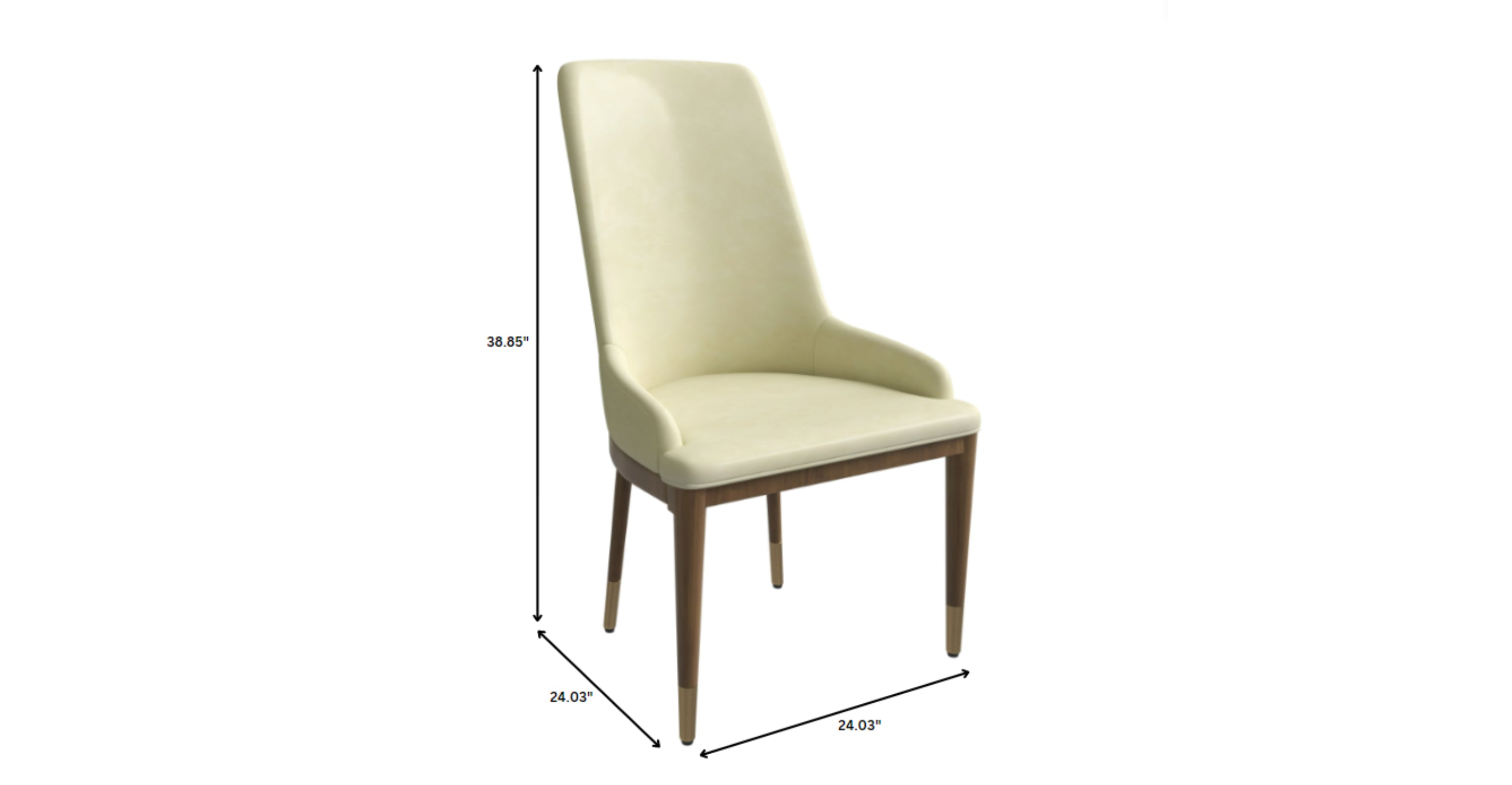 Viva Dining Side Chair Upholstered in Leather with Brown Rubberwood Legs