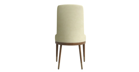 Viva Dining Side Chair Upholstered in Leather with Brown Rubberwood Legs