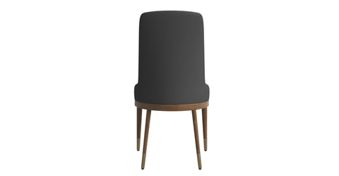 Viva Dining Side Chair Upholstered in Leather with Brown Rubberwood Legs