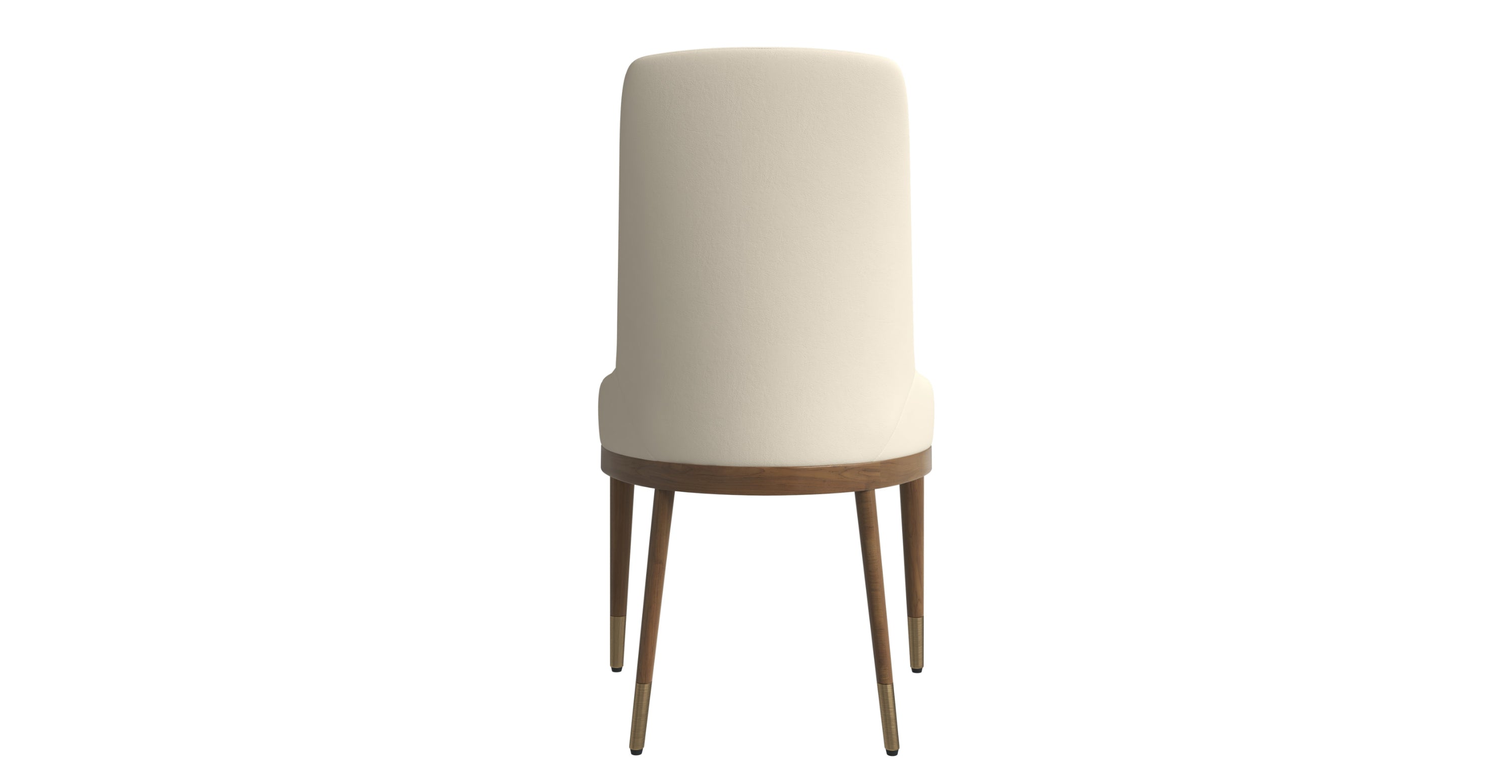 Viva Dining Side Chair Upholstered in Leather with Brown Rubberwood Legs