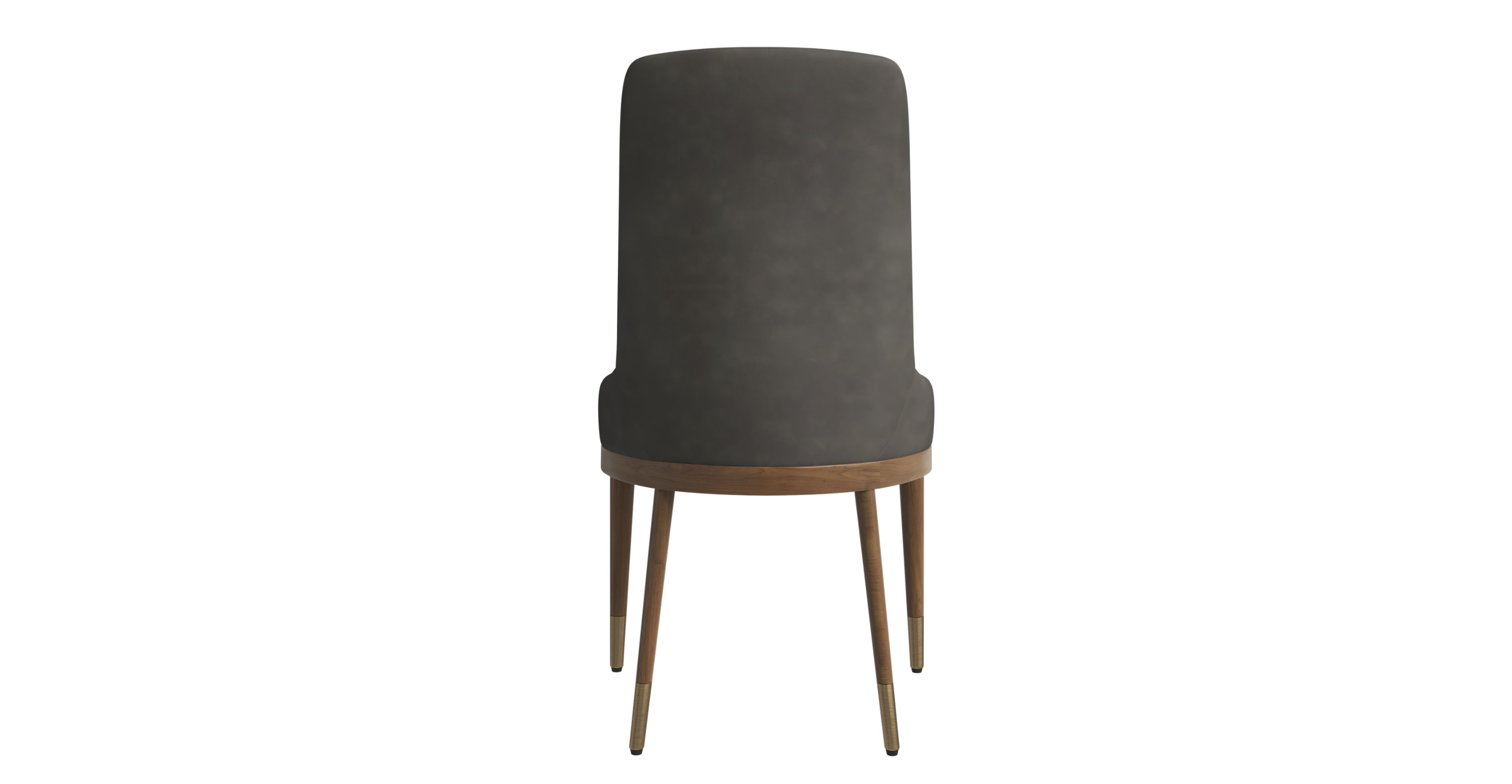 Viva Dining Side Chair Upholstered in Leather with Brown Rubberwood Legs