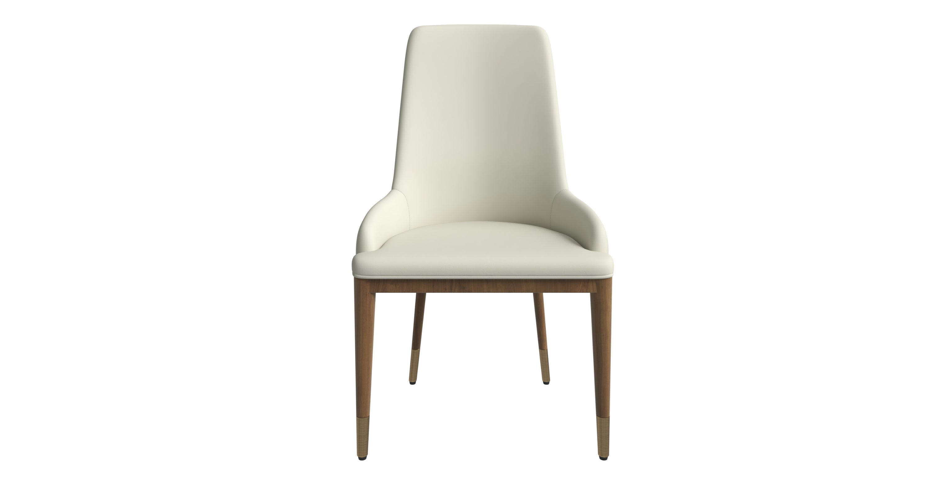 Viva Dining Side Chair Upholstered in Leather with Brown Rubberwood Legs