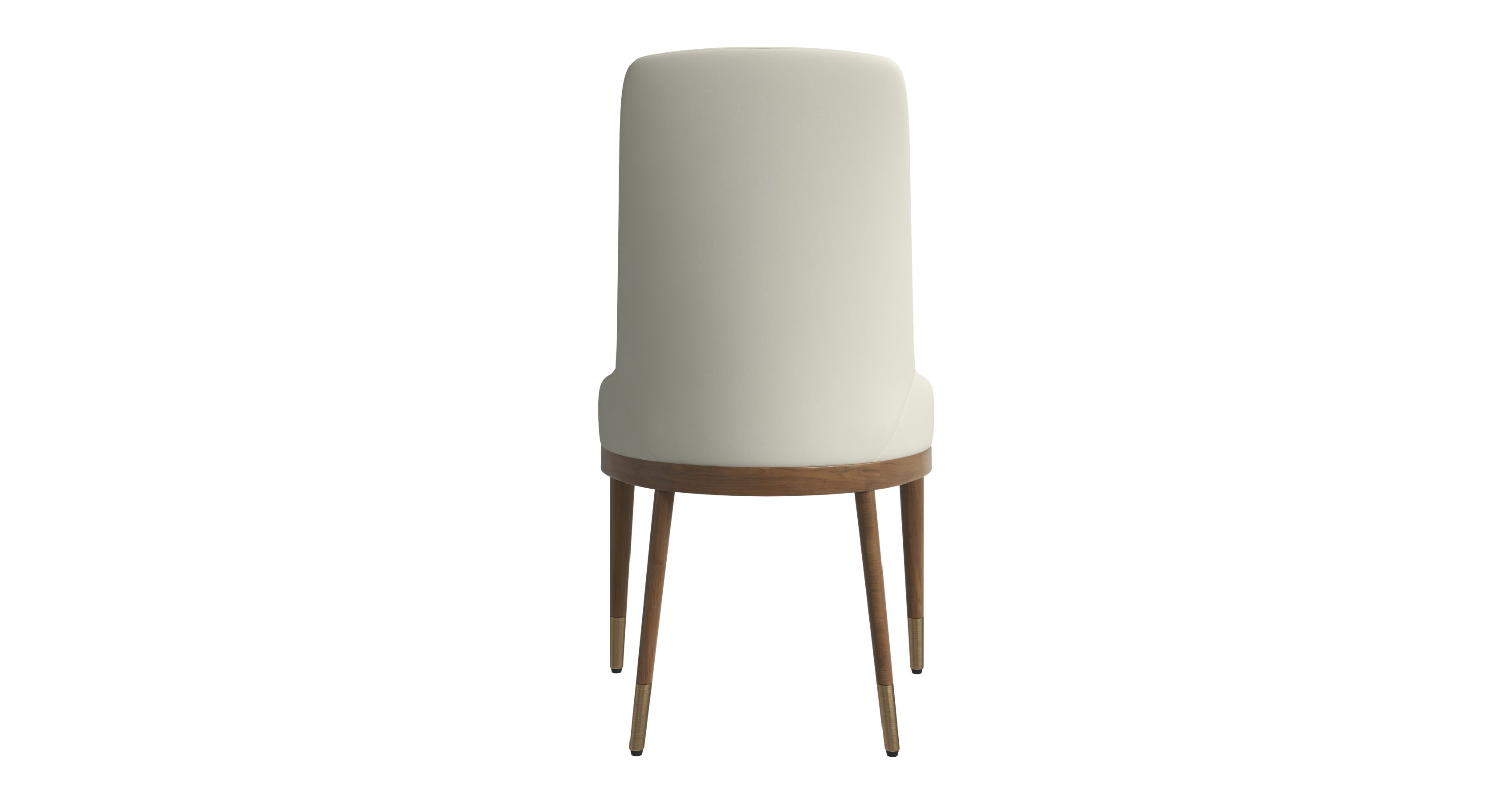 Viva Dining Side Chair Upholstered in Leather with Brown Rubberwood Legs