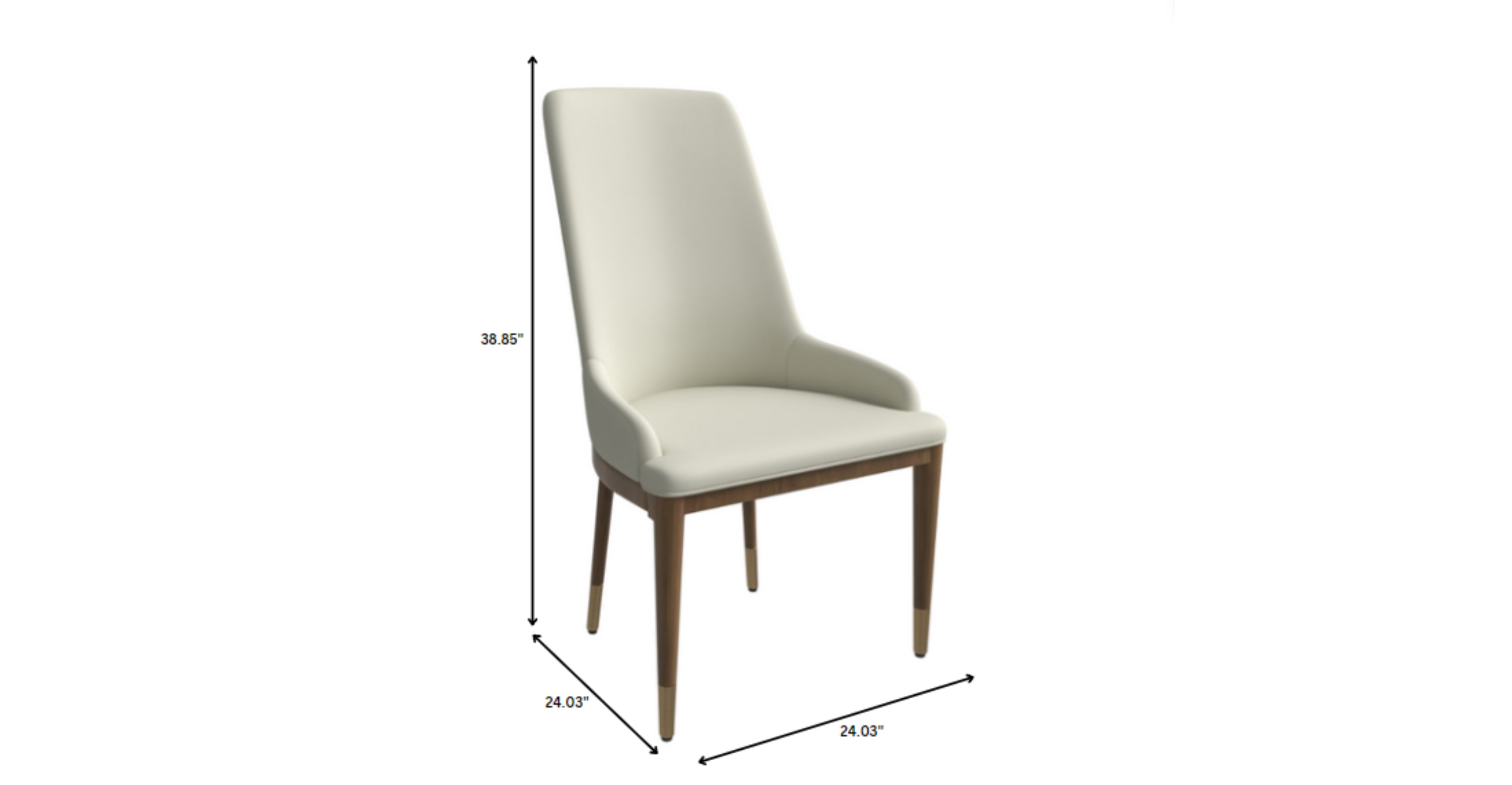 Viva Dining Side Chair Upholstered in Leather with Brown Rubberwood Legs