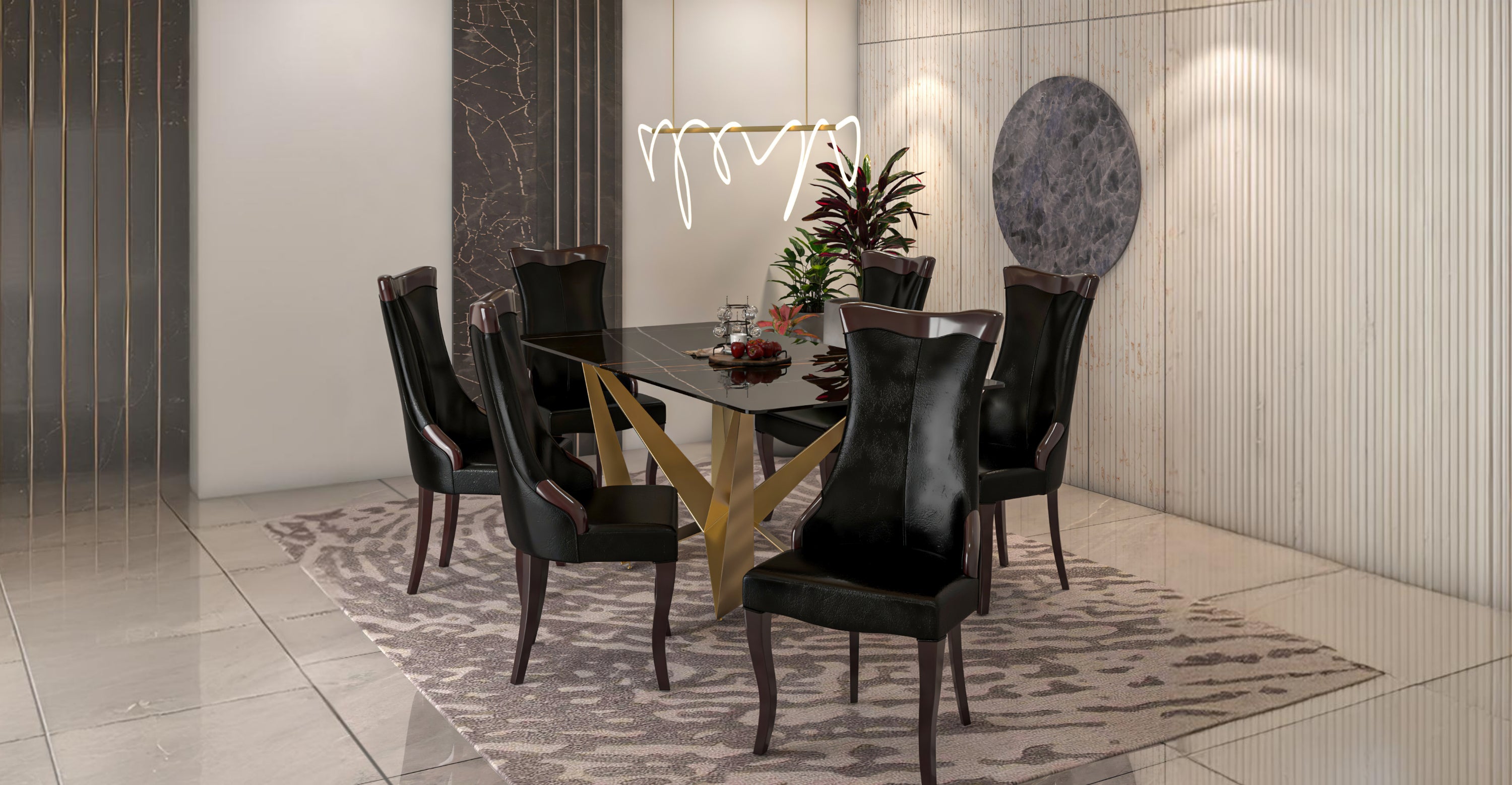 Novara Series Modern Dining Side Chair Upholstered in Leather/Velvet with Rubberwood Legs