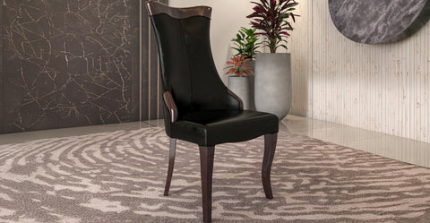 Novara Series Modern Dining Side Chair Upholstered in Leather/Velvet with Rubberwood Legs