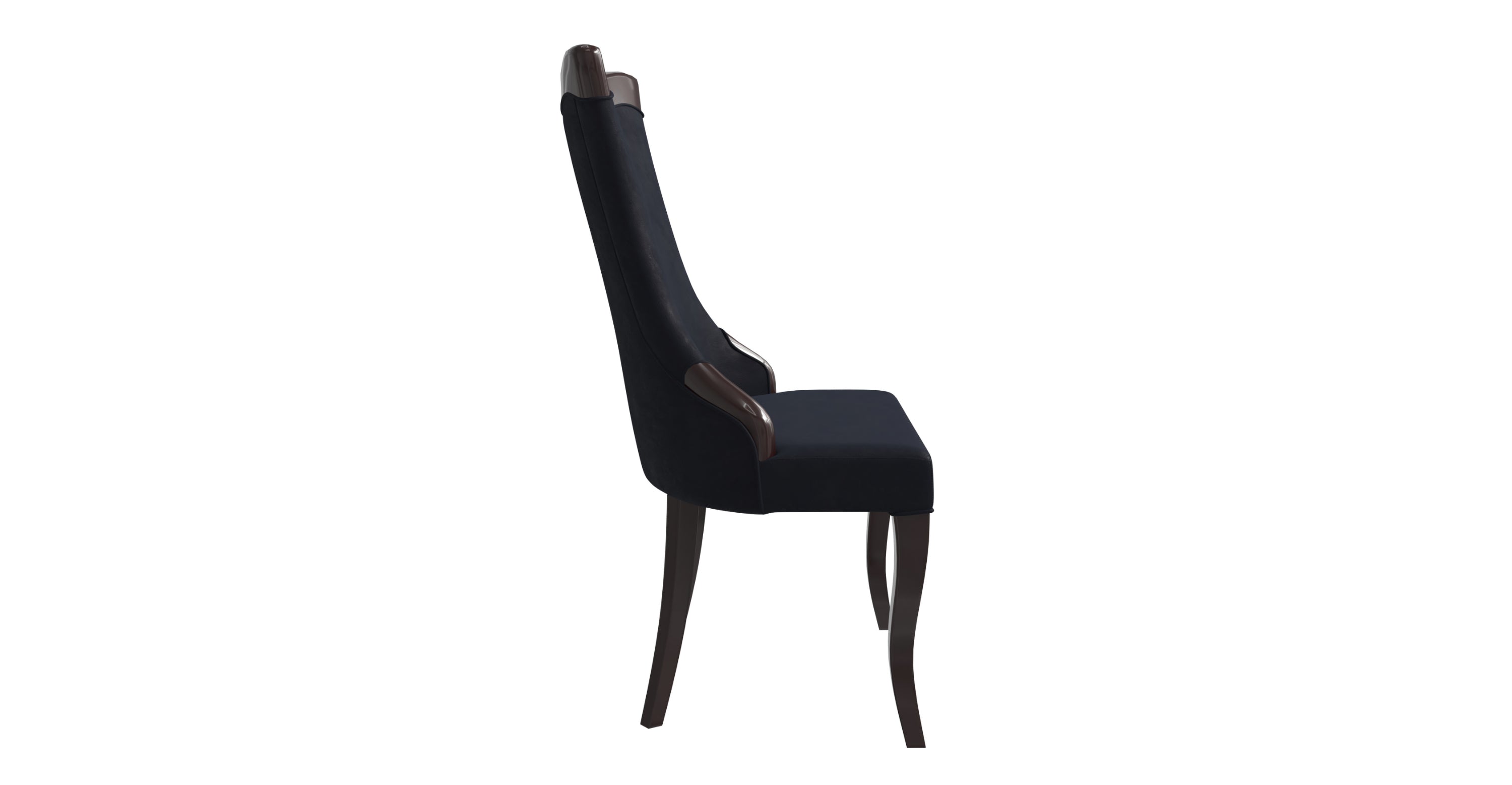 Novara Series Modern Dining Side Chair Upholstered in Leather/Velvet with Rubberwood Legs