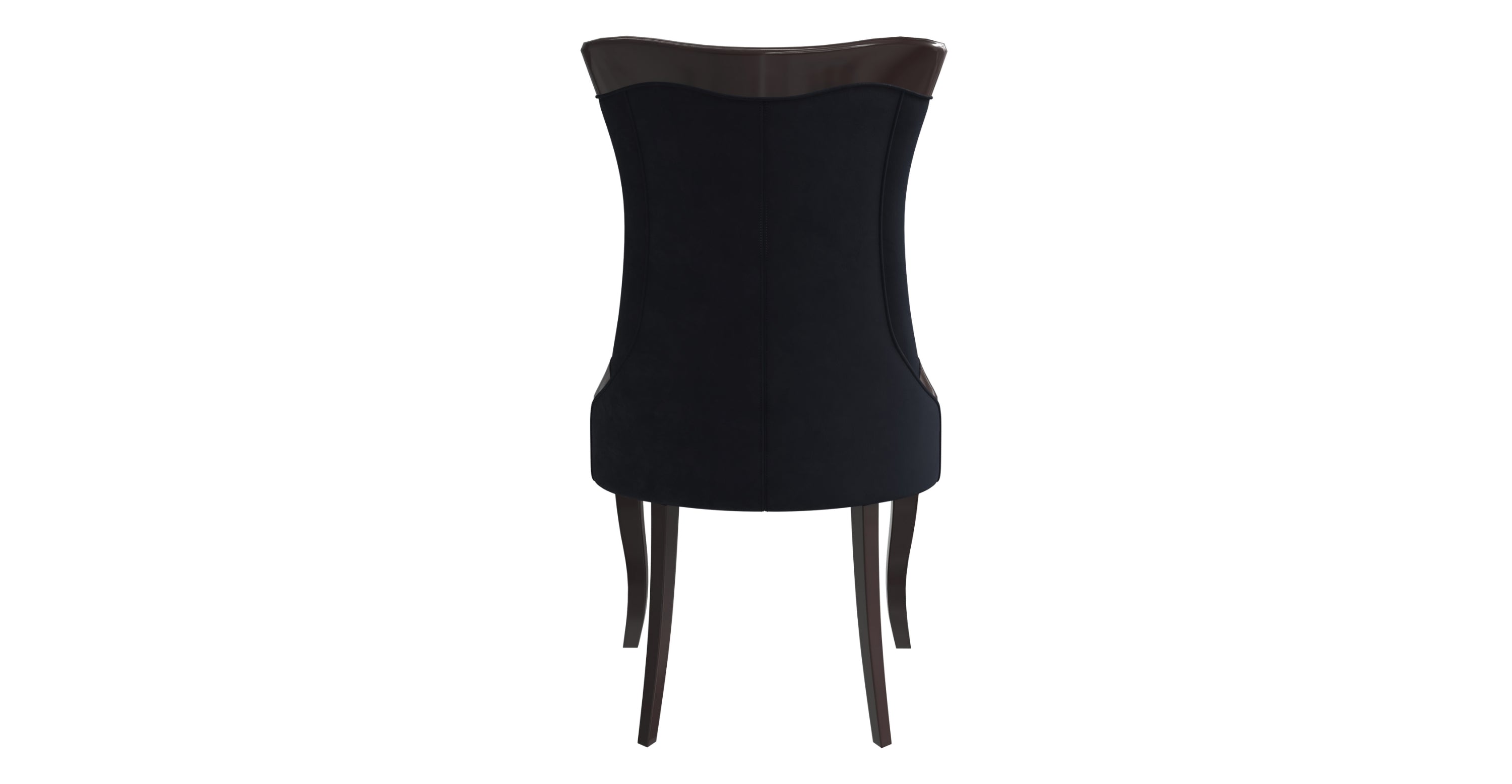 Novara Series Modern Dining Side Chair Upholstered in Leather/Velvet with Rubberwood Legs