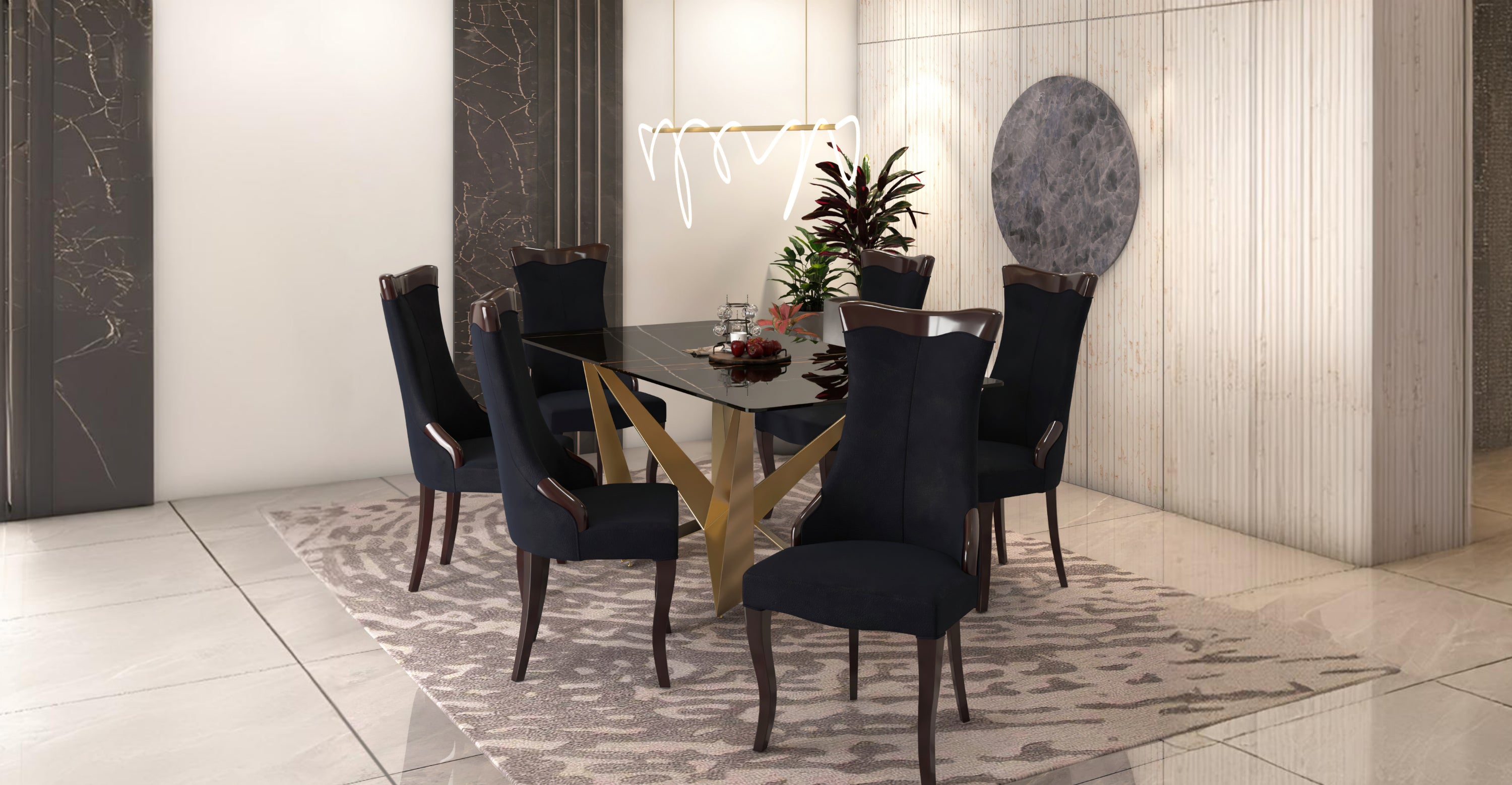 Novara Series Modern Dining Side Chair Upholstered in Leather/Velvet with Rubberwood Legs