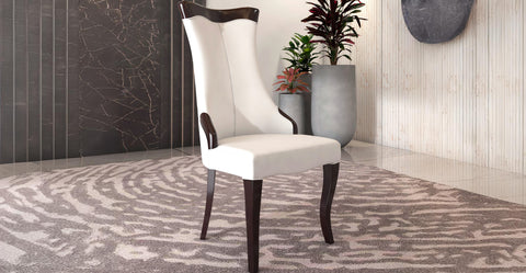 Novara Series Modern Dining Side Chair Upholstered in Leather/Velvet with Rubberwood Legs