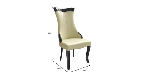 Novara Series Modern Dining Side Chair Upholstered in Leather/Velvet with Rubberwood Legs