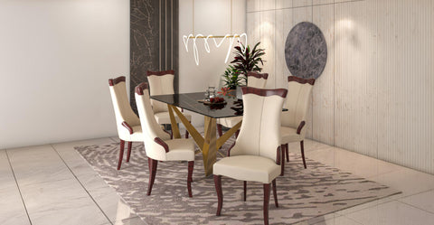 Novara Series Modern Dining Side Chair Upholstered in Leather/Velvet with Rubberwood Legs