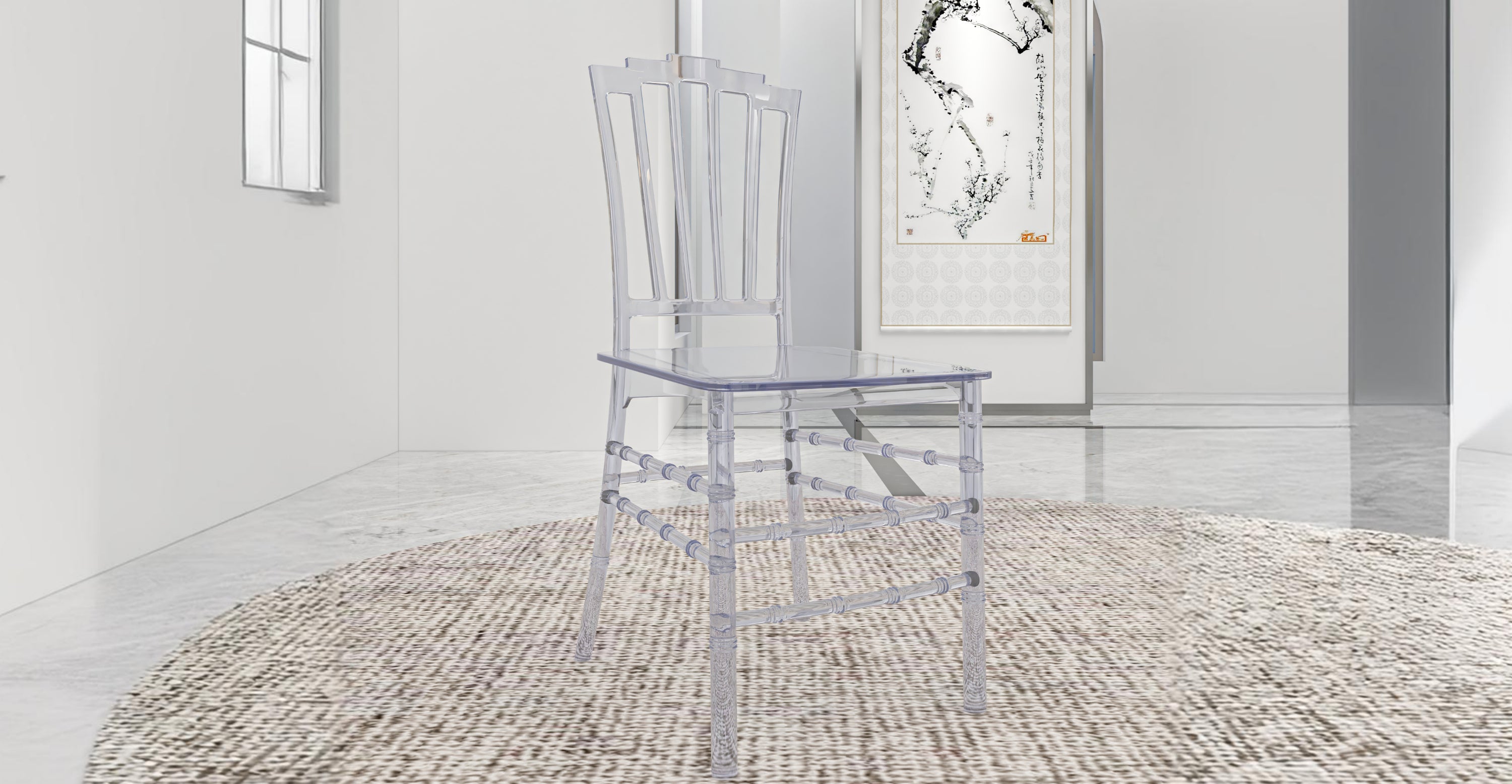 Synth Dining Chair Polycarbonate Side Chair with Windsor Back Design